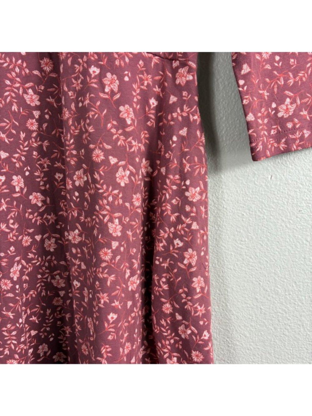 Pact Organic Cotton Midi Dress S Red Floral Fit Flare Cottagecore V Neck Boho - Picture 5 of 7